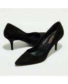 Escarpins en Velours de Cuir noirs - Talon 8.5 cm