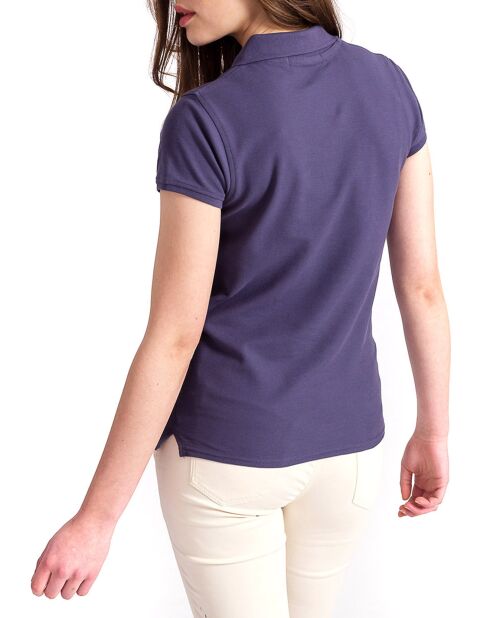Polo uni & logo sur le buste bleu jean