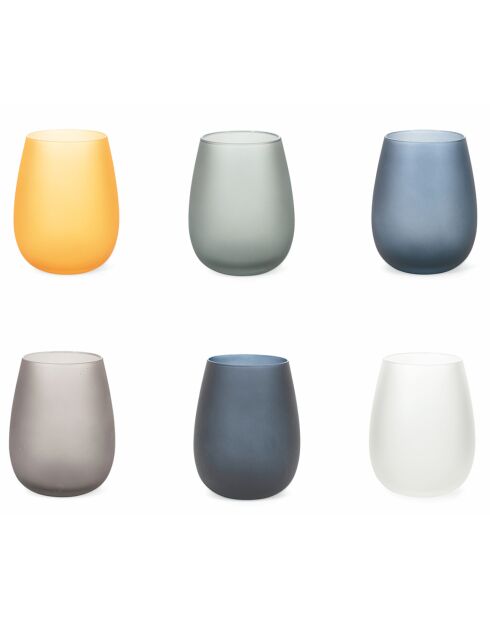 6 vasos de agua multicolor Cala Dorada - D.9xH.11,5 cm