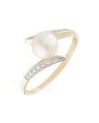 Bague Fenoa Diamants 0.05 ct & Perle or jaune