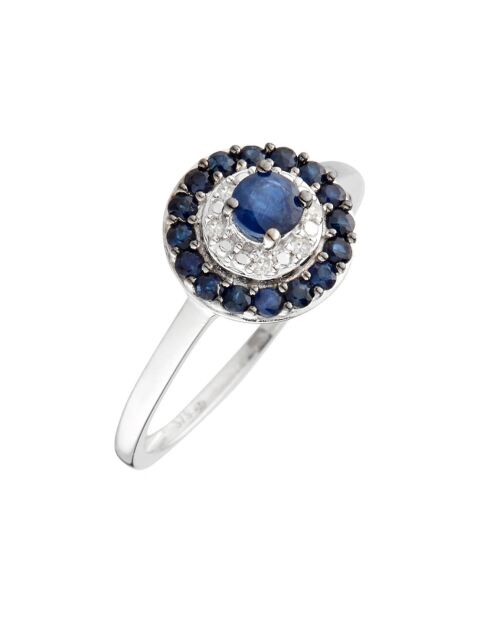 Bague Talia Or Blanc Diamants 0.033 ct & Saphir 0.54 ct