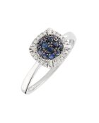 Bague Banjar Diamants 0.03 ct Saphirs 0.53 ct or blanc