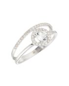 Bague Seku Or Blanc Diamants 0.19 ct & Topaze blanche 0.43 ct