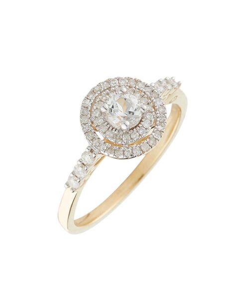 Bague Nosy Diamants 0.25 ct & Topaze Blanche 0.4 ct or jaune