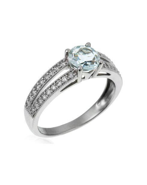 Anillo Sanda en oro blanco con diamantes de 0,33 quilates y topacio de 1,57 quilates