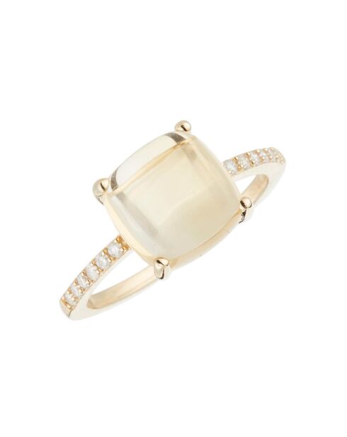 Rosafarbener Dragee-Ring mit 0,11 ct Diamanten und 4,4 ct Citrin-Gelbgold