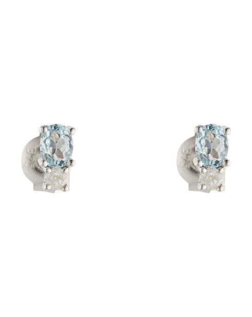 Azur-Ohrringe aus Weißgold mit Diamanten von 0,08 ct und blauen Topasen von 0,48 ct