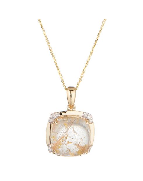 Pendentif Tolanaro Or Jaune Diamants 0.08 ct & Rutile 7.94 cts