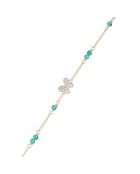 Bracelet Mantola Or Jaune Diamants 0.082 ct & Agate verte 0.8 ct