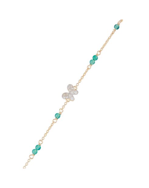 Bracelet Mantola Or Jaune Diamants 0.082 ct & Agate verte 0.8 ct