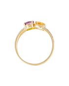 Cayuga Diamantring 0,10 ct, Peridot 0,27 ct, Peridot 0,27 ct, Topas 0,37 ct, Amethyst 0,23 ct und Citrin 0,22 ct Gelbgold