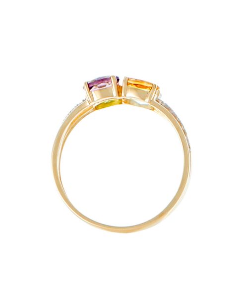 Cayuga Diamantring 0,10 ct, Peridot 0,27 ct, Peridot 0,27 ct, Topas 0,37 ct, Amethyst 0,23 ct und Citrin 0,22 ct Gelbgold