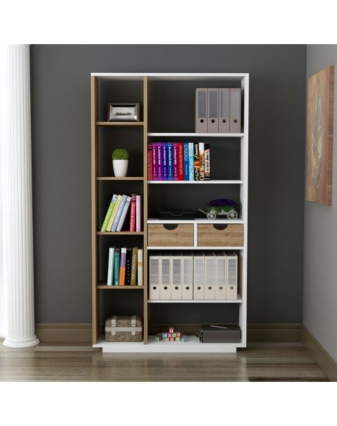 Bibliothèque Luma noyer blanc - 25x80.4x188.6 cm