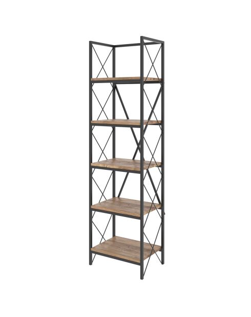 Bibliothèque Suadiye pin noir - 50x35x180 cm