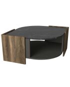 Table basse Marbel noyer gris/noir - 75x75x40 cm