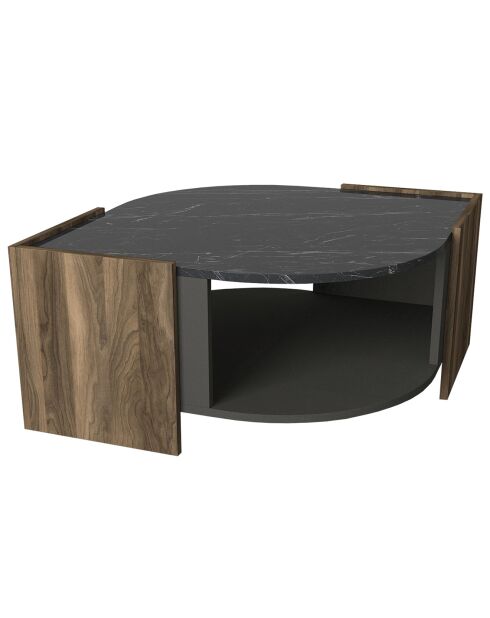 Table basse Marbel noyer gris/noir - 75x75x40 cm