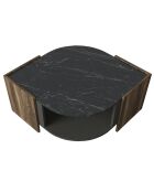 Table basse Marbel noyer gris/noir - 75x75x40 cm