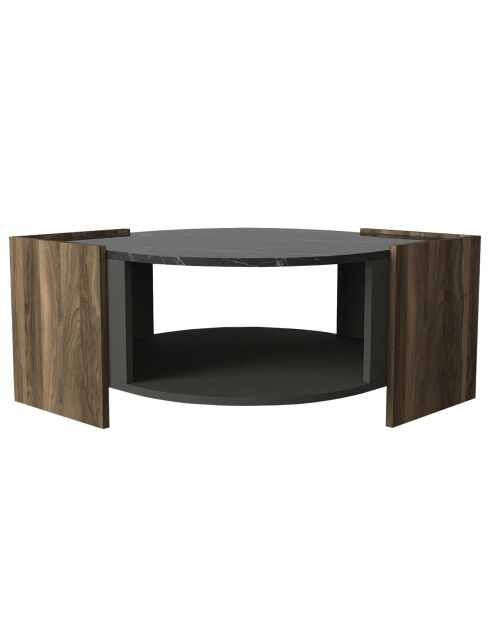 Table basse Marbel noyer gris/noir - 75x75x40 cm