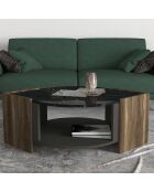 Table basse Marbel noyer gris/noir - 75x75x40 cm