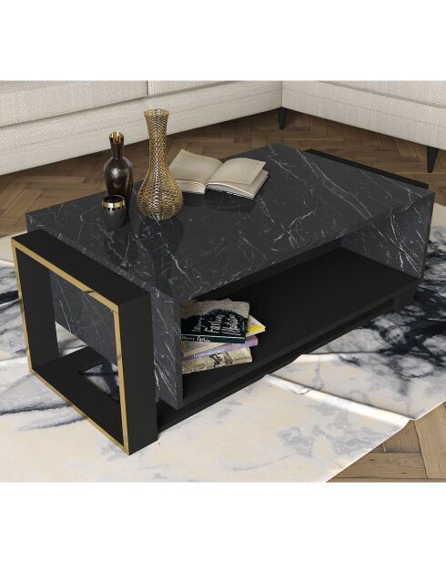 Table basse Bianco noir/doré- 106.4x60x40.4 cm