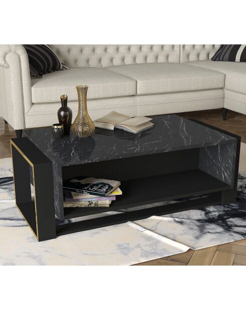 Table basse Bianco noir/doré- 106.4x60x40.4 cm