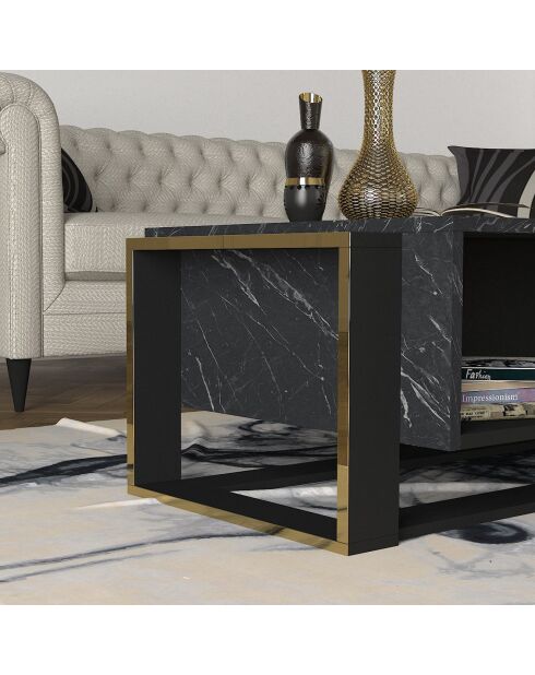 Table basse Bianco noir/doré- 106.4x60x40.4 cm