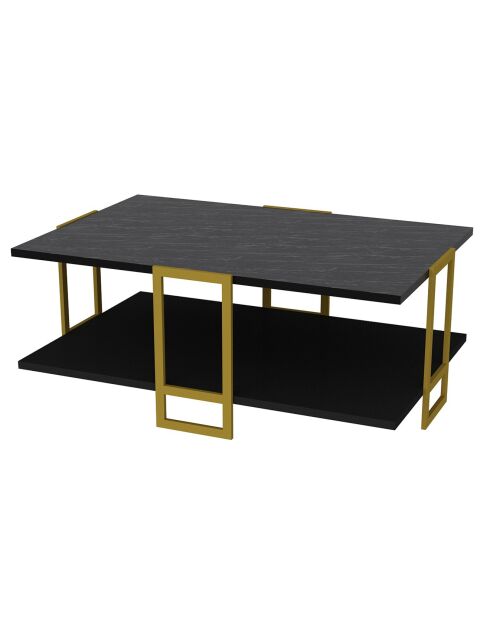 Tavolino da caffè nero e oro a pois - 91,5x61,5x36,6 cm