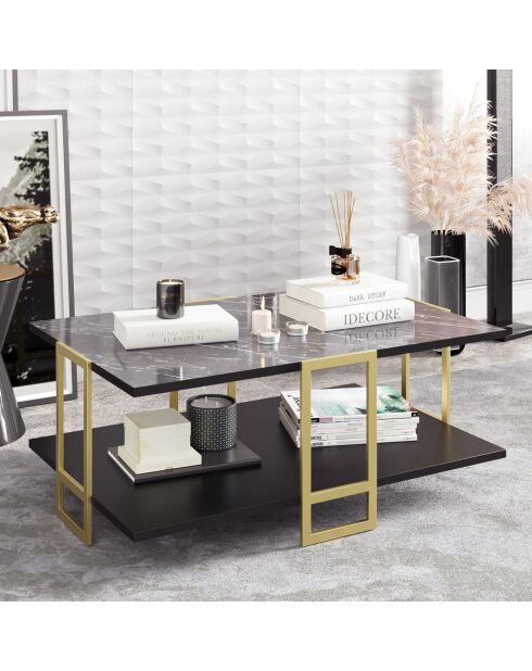 Table basse Polka noir/doré- 91.5x61.5x36.6 cm