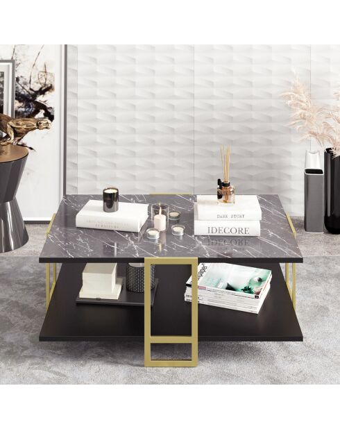 Table basse Polka noir/doré- 91.5x61.5x36.6 cm