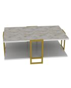 Table basse Polka doré/blanc - 91.5x61.5x36.6 cm