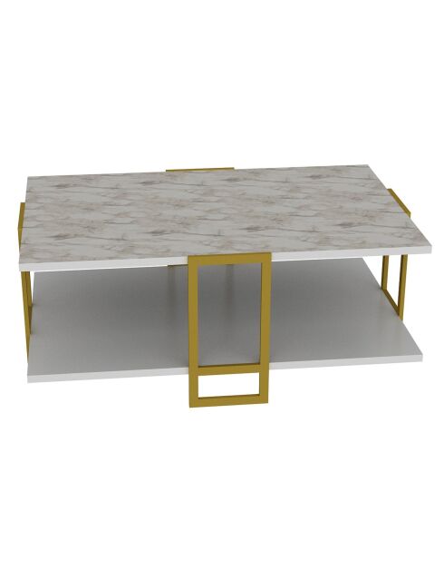 Table basse Polka doré/blanc - 91.5x61.5x36.6 cm