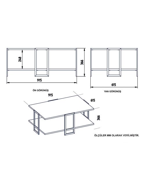 Table basse Polka doré/blanc - 91.5x61.5x36.6 cm