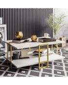 Table basse Polka doré/blanc - 91.5x61.5x36.6 cm