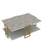 Table basse Polka doré/blanc - 91.5x61.5x36.6 cm
