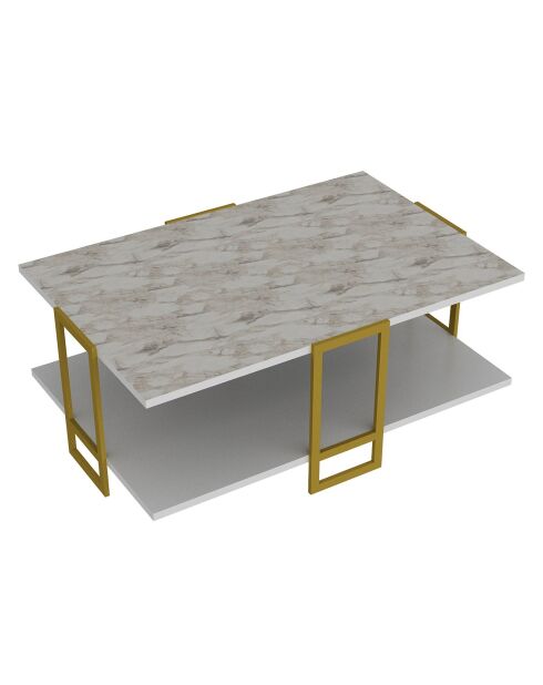 Table basse Polka doré/blanc - 91.5x61.5x36.6 cm