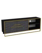 Meuble TV Polka noir/doré- 160x38,5x56,6 cm