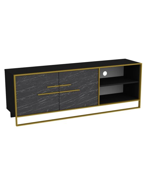 Mueble TV con lunares negro/dorado - 160x38,5x56,6 cm
