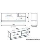 Meuble TV Polka noir/doré- 160x38,5x56,6 cm