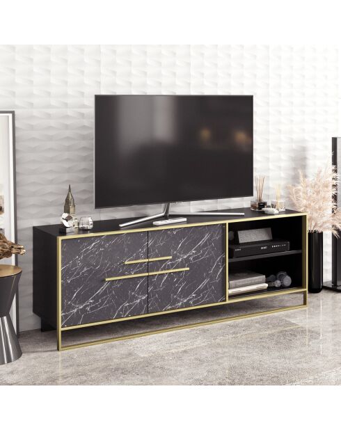 Mueble TV con lunares negro/dorado - 160x38,5x56,6 cm