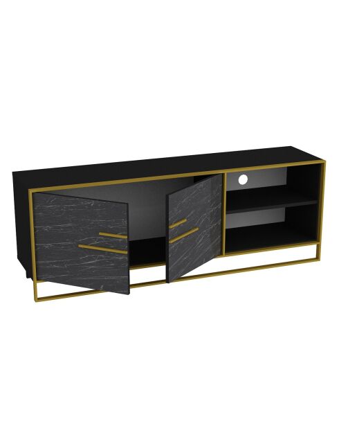 Mueble TV con lunares negro/dorado - 160x38,5x56,6 cm