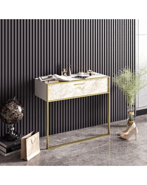 Polka console goud/wit - 90x38,5x76,8 cm