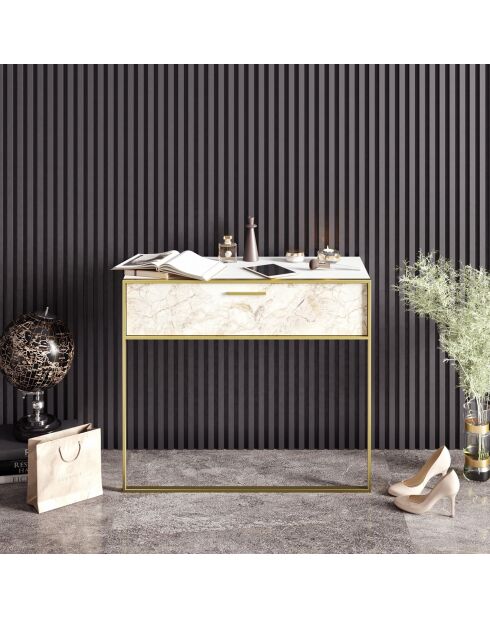 Polka console goud/wit - 90x38,5x76,8 cm