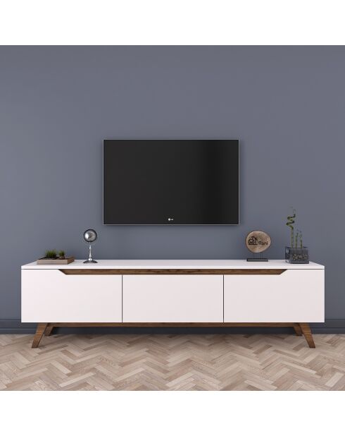 D1 TV-Ständer aus weißem Nussbaum - 48,6 x 180 x 35 cm