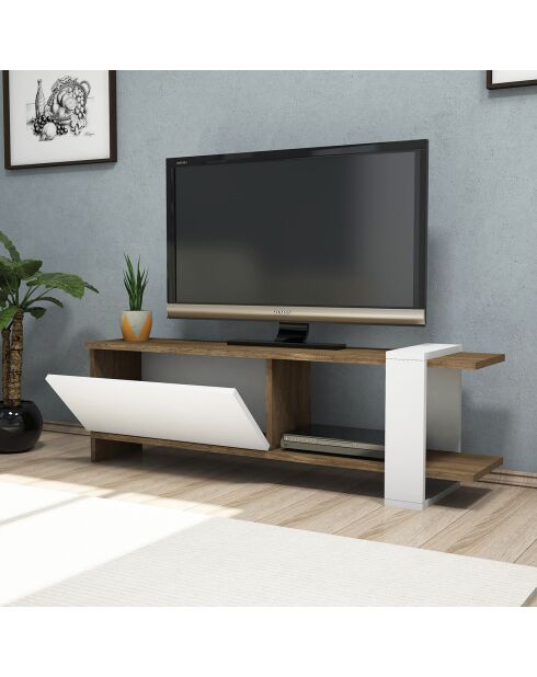 Meuble TV Gaye noyer blanc - 37x120x25 cm