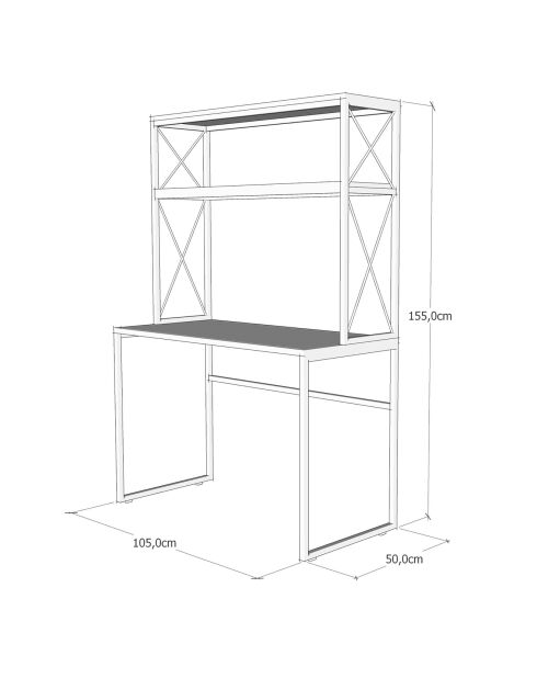 Bureau Mercan noir pin- 80x80x73,8 cm