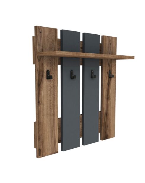 Etagère murale Mita noyer anthracite - 70x70x18 cm