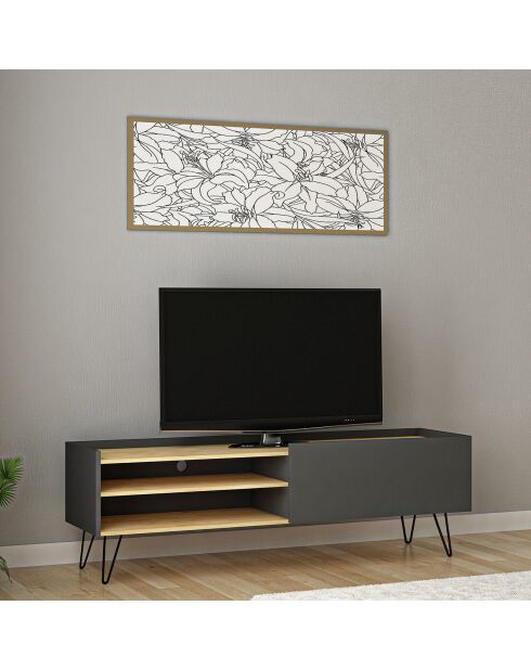 Meuble TV Veronica chêne anthracite- 33,1x120x49,5 cm