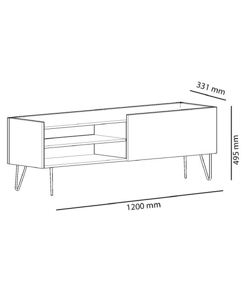 Meuble TV Veronica chêne anthracite- 33,1x120x49,5 cm