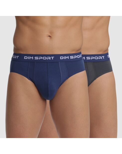 2 Slips Coton Strech bleu éclipse/gris granit