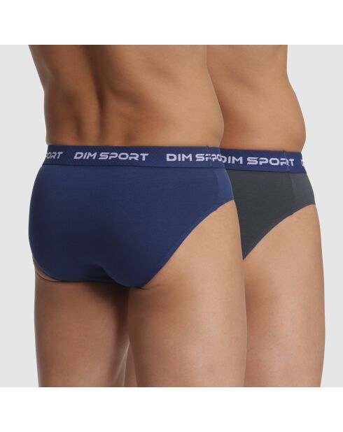 2 Slips Coton Strech bleu éclipse/gris granit